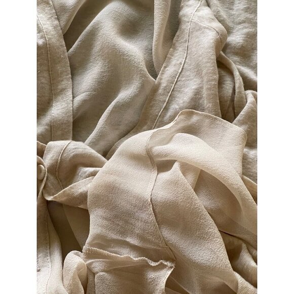 Majestic Paris silk v neck top/ long sleeved cardigan with sheer hem - Picture 8 of 8